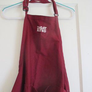 Zagat Rated Chef Apron burgundy w white embroidered logo